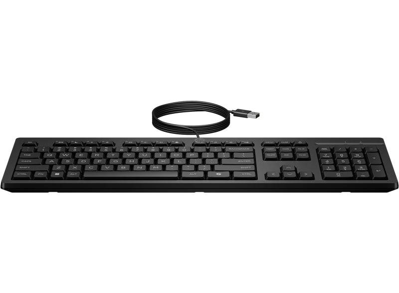 HP 125 Tastiera USB G2 - Tasto Copilot IA - Piedini Regolabili - Indicatori LED (Num/Maiusc) - Tasti Plunger - Realizzata in Plastica Riciclata - Colore Nero