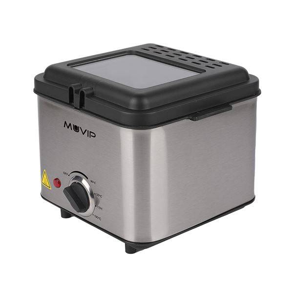 Muvip Friggitrice Elettrica - 1.5 Litri - Maniglie Tocco Freddo - Selettore Temperatura - Smontabile per Facile Pulizia - Coperchio con Finestra - 1000W