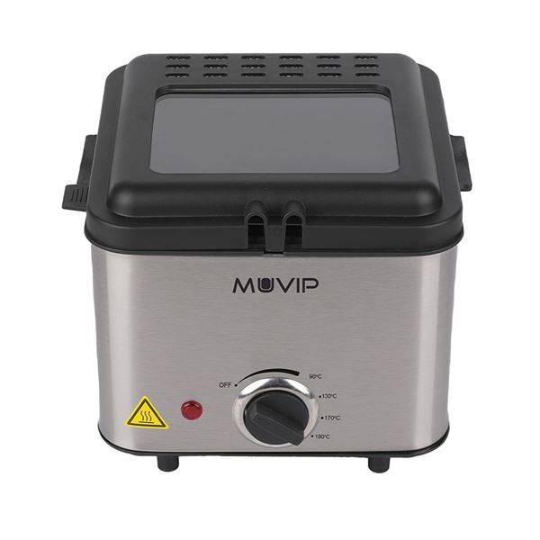 Muvip Friggitrice Elettrica - 1.5 Litri - Maniglie Tocco Freddo - Selettore Temperatura - Smontabile per Facile Pulizia - Coperchio con Finestra - 1000W
