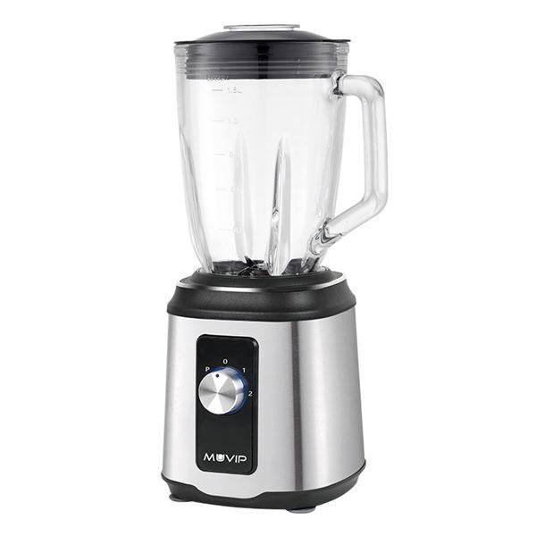 Muvip Frullatore da Bicchiere 1800W 1.5L - 2 Velocità - Funzione Pulse - Corpo Acciaio Inossidabile - Lame Dentellate con Rivestimento in Titanio