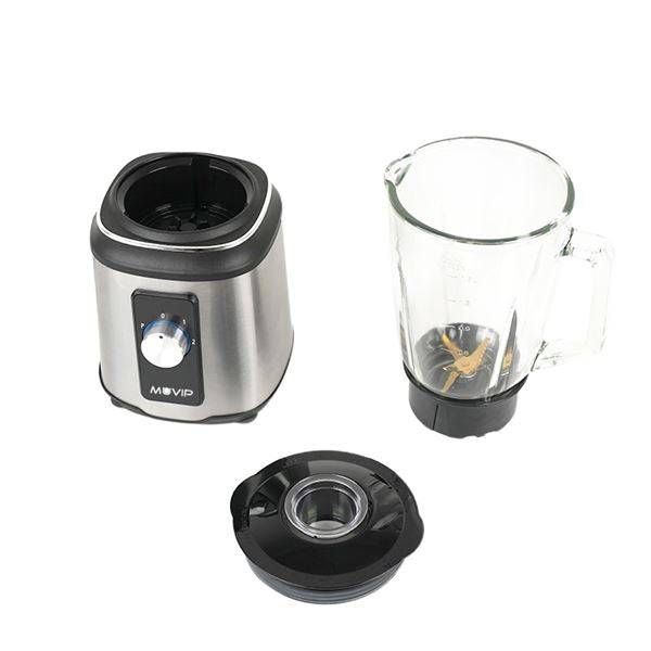 Muvip Frullatore da Bicchiere 1800W 1.5L - 2 Velocità - Funzione Pulse - Corpo Acciaio Inossidabile - Lame Dentellate con Rivestimento in Titanio