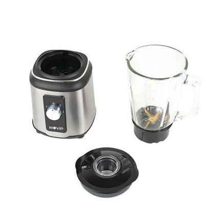 Muvip Frullatore da Bicchiere 1800W 1.5L - 2 Velocità - Funzione Pulse - Corpo Acciaio Inossidabile - Lame Dentellate con Rivestimento in Titanio