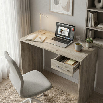 Porta PC in truciolare bilaminato rovere grigio 90x45x74 cm