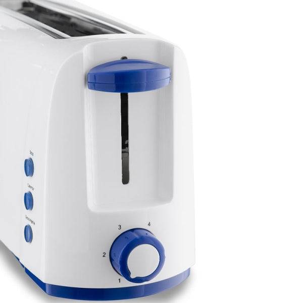Blaupunkt BP4001 Tostapane Fessura Lunga 1000W - 6 Livelli di Tostatura con Termostato - Funzione Riscaldamento e Scongelamento - Pulsante Arresto Rapido - Vassoio Raccoglibriciole Estraibile - Colore Bianco