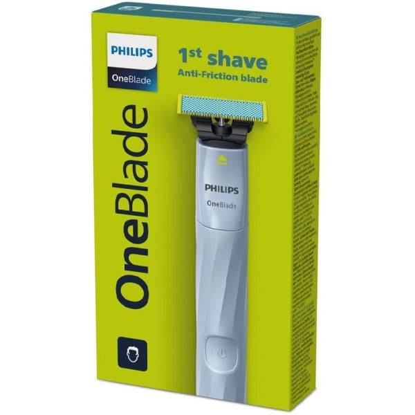 Philips OneBlade 1st Shave QP1324/20 Rasoio Ibrido Viso - Tecnologia OneBlade con Lama Antiattrito e Punte Arrotondate - Uso Asciutto e Bagnato 100% Impermeabile