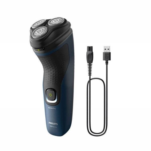 Philips S1151/00 Rasoio Elettrico Series 1000 Wet & Dry - 3 Testine Flessibili 3D - Rasoio 100% Lavabile IPX7 - Utilizzo Wireless 40min - Ricarica 8h - Manico Ergonomico