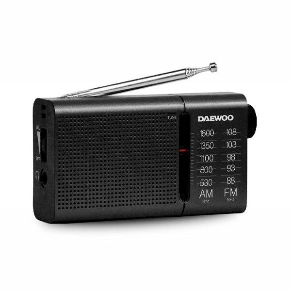 Daewoo DW1119 Radio Portatile AM/FM Analogica - Altoparlante Integrato - Auricolari Inclusi - Antenna Telescopica - Uscita Jack 3.5mm - Funzionamento a Pile (2xAA) - Design Compatto e Leggero - Colore Nero e Blu