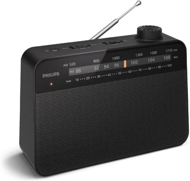 Philips TAR2509 Radio Portatile FM/AM - Altoparlante 3.5" Suono Nitido - Alimentazione a Pile D o CA - Controllo Tono - Sintonizzazione Analogica con Indicatore LED - Presa Cuffie 3.5mm