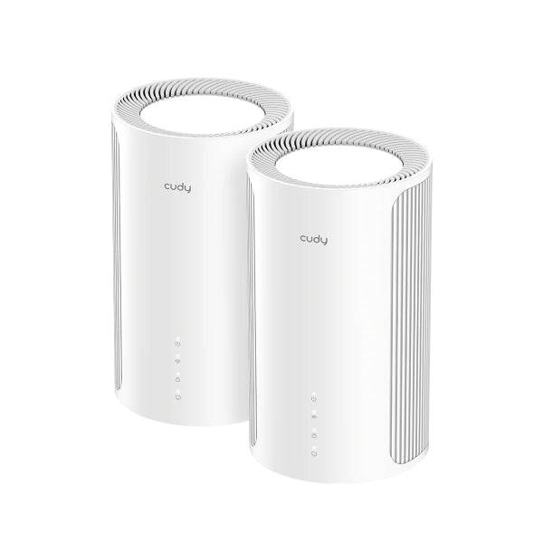 Cudy BE6500 Confezione 2 Sistemi WiFi 7 Mesh 2.5G - Server e Client VPN - Ethernet 2.5Gbps - Supporta fino a 200 Dispositivi - Controllo Cloud con App - 116x202mm - Colore Bianco