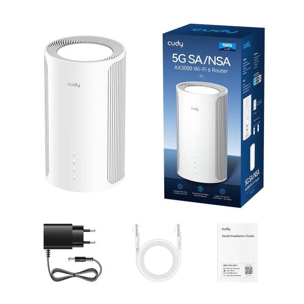 Cudy AX3000 Router WiFi 6 5G SA/NSA - Server e Client VPN - Ethernet 1Gbps - Nano Sim - Controllo Cloud con App - Doppia Banda fino a 2.6Gbps - Colore Bianco