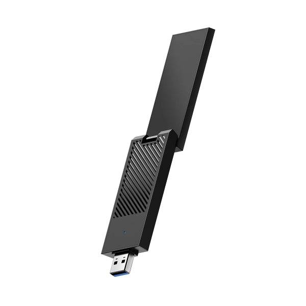 Cudy AX5400 Adattatore USB 3.0 Tribanda - Wi-Fi 6E ad Alta Guadagno - Velocità fino a 2.4Gbps - 29.9x13.2x88.8mm - Colore Nero