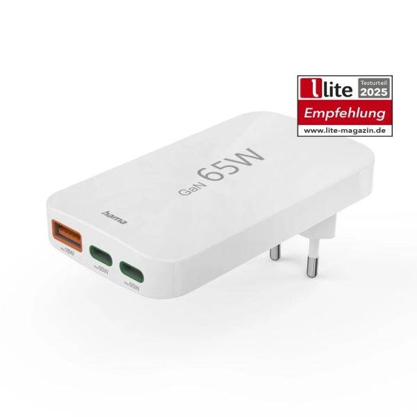 Hama Caricabatterie da Parete - Potenza 65W - 2x USB-C - USB-A - Power Delivery - Qualcomm - Colore Bianco