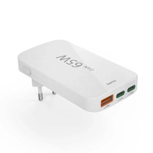 Hama Caricabatterie da Parete - Potenza 65W - 2x USB-C - USB-A - Power Delivery - Qualcomm - Colore Bianco