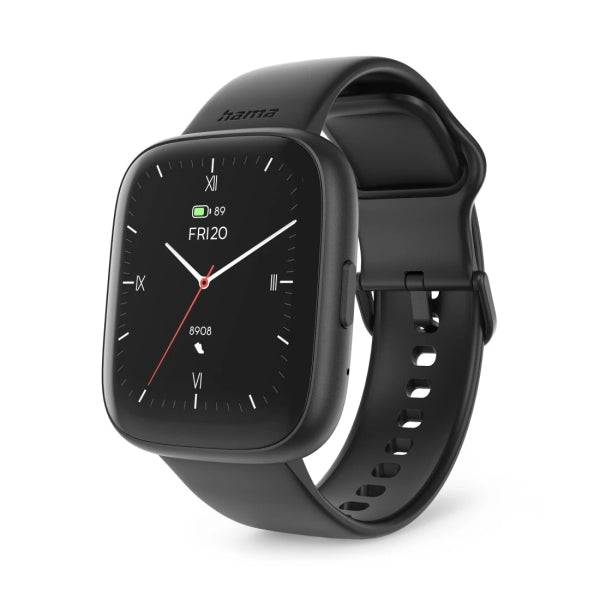 Hama 4000 Orologio Intelligente Smartwatch - Bluetooth 5.3 - Batteria 300mAh - Schermo TFT 1.65" - IP68 - Cinturino Silicone - 3.9x1.1x4.6cm - Colore Nero