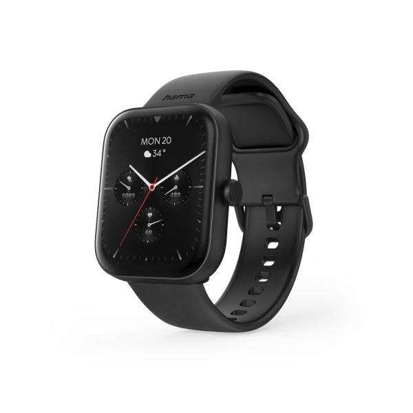 Hama 5000 Smartwatch - Bluetooth 5.3 - Batteria 300mAh - Display TFT 1.65" - IP68 - Cinturino in Silicone - 3.9x1.3x4.7cm - Colore Nero
