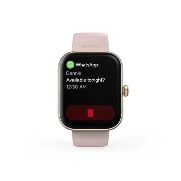 Hama 5000 Orologio Intelligente Smartwatch - Bluetooth 5.3 - Batteria 300mAh - Schermo TFT 1.65" - IP68 - Cinturino Silicone - 3.9x1.3x4.7cm - Colore Rosa Pallido
