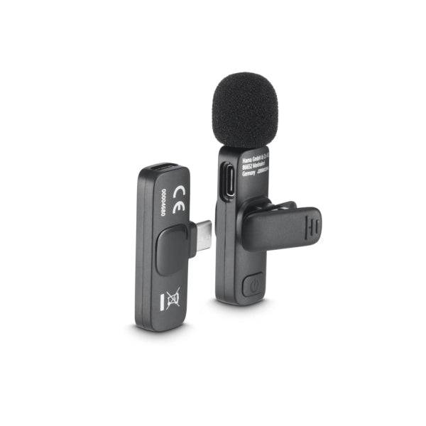 Hama Microfono a Bavero Wireless - 2200 Ohm - USB-C - Clip di Fissaggio - Colore Nero