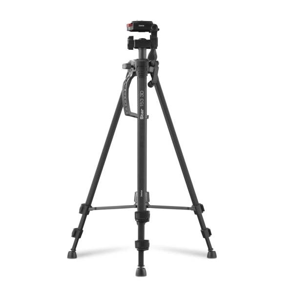 Hama Star 153 3D Treppiede per Fotocamera e Smartphone - Peso Max 990g - Altezza Regolabile fino a 153cm - Manovella su Colonna Centrale - Alluminio - Testa a 3 Vie - Colore Nero