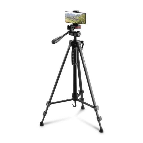 Hama Star 153 3D Treppiede per Fotocamera e Smartphone - Peso Max 990g - Altezza Regolabile fino a 153cm - Manovella su Colonna Centrale - Alluminio - Testa a 3 Vie - Colore Nero