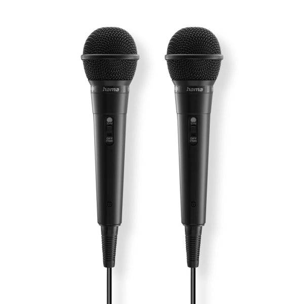 Hama Karaoke Confezione 2 Microfoni Dinamici - Cavo 2.5m - 100Hz - Jack 3.5mm - Cardioide - 600 Ohm - 220x53x53mm - Colore Nero
