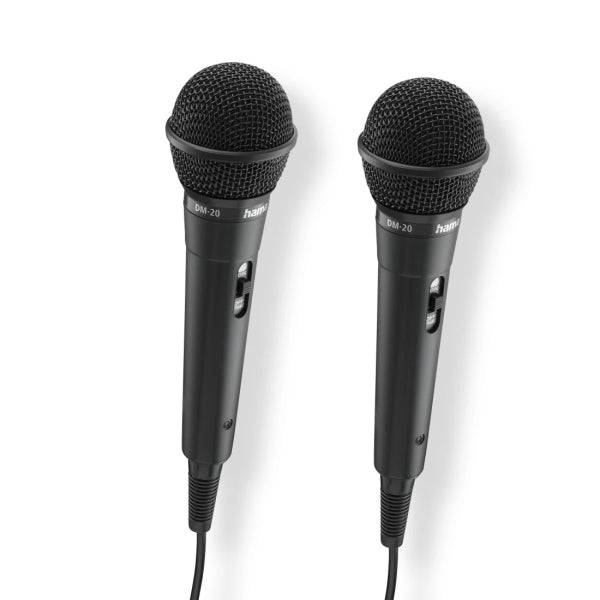 Hama Karaoke Confezione 2 Microfoni Dinamici - Cavo 2.5m - 100Hz - Jack 3.5mm - Cardioide - 600 Ohm - 220x53x53mm - Colore Nero