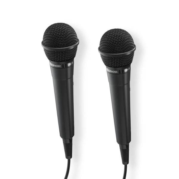 Hama Karaoke Confezione 2 Microfoni Dinamici - Cavo 2.5m - 100Hz - Jack 3.5mm - Cardioide - 600 Ohm - 220x53x53mm - Colore Nero
