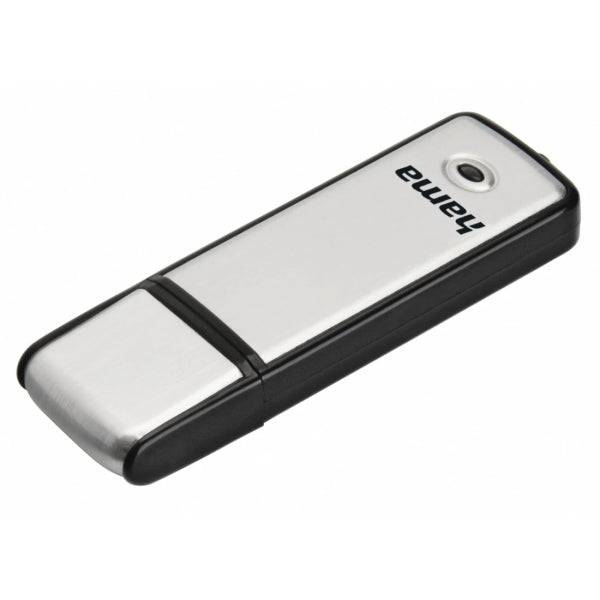 Hama Fancy Memoria Pendrive USB 2.0 con Cappuccio - 128GB Capacità - 15Mb/s Trasferimento - Alluminio Spazzolato - 20x66x8mm - Colore Nero e Argento