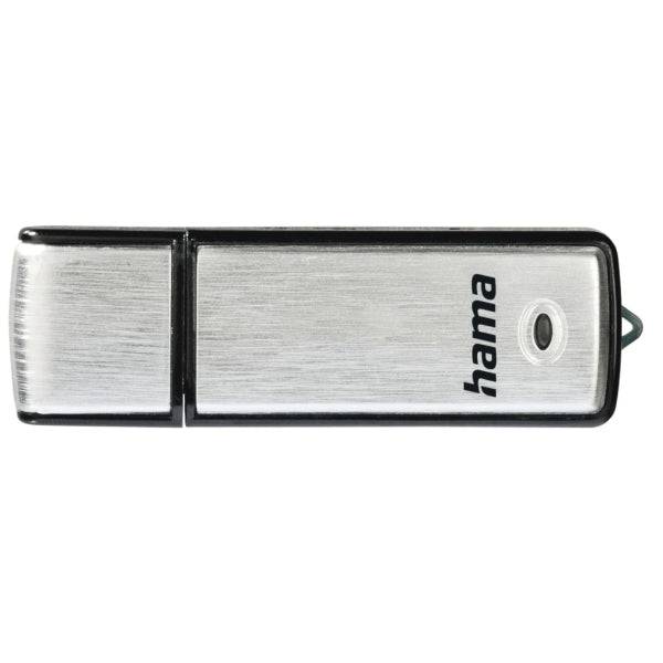 Hama Fancy Memoria Pendrive USB 2.0 con Cappuccio - 128GB Capacità - 15Mb/s Trasferimento - Alluminio Spazzolato - 20x66x8mm - Colore Nero e Argento