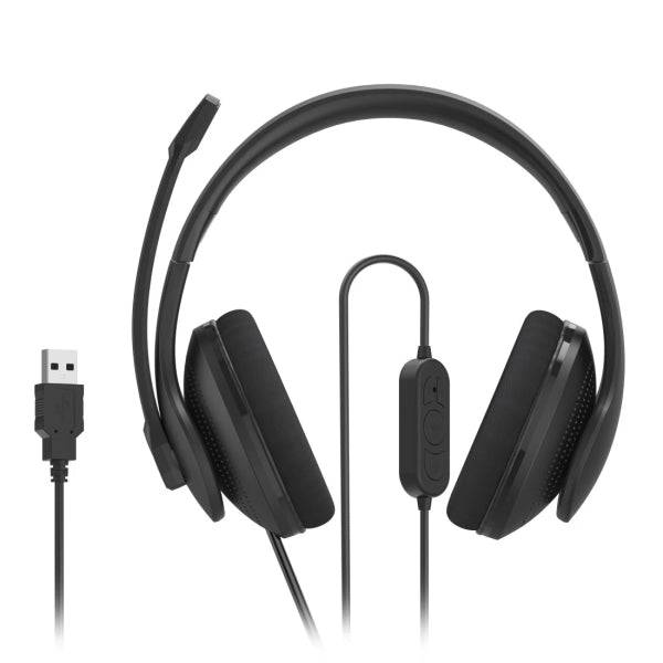 Hama HS-USB300 V2 Cuffie con Microfono Omnidirezionale - Cavo 2m - Archetto Regolabile - Cuscinetti in Rete - Colore Nero