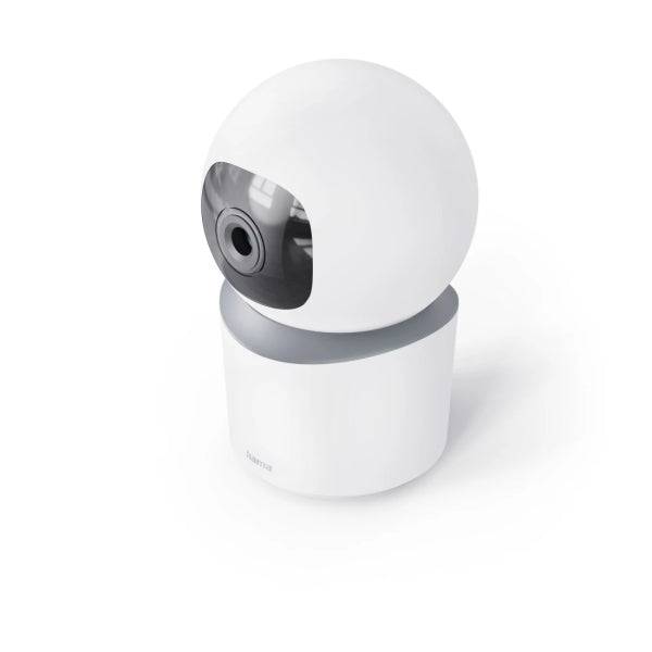 Hama Videocamera di Sorveglianza Intelligente con Microfono - Visione Notturna - Cavo 96cm - Ideale per Animali Domestici - Funzione Rotativa - Assistente Vocale - WiFi - 2.4GHz - Full HD - Colore Bianco