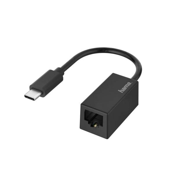 Hama Adattatore di Rete - USB-C Maschio - Ethernet RJ45 Femmina - Colore Nero
