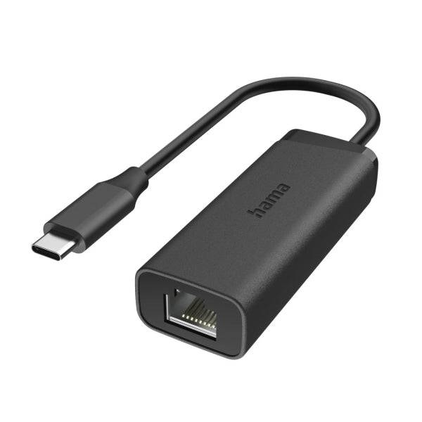 Hama Essential Adattatore di Rete - USB-C Maschio - Ethernet RJ45 Femmina - Velocità fino a 2.5Gbit/s - Colore Nero