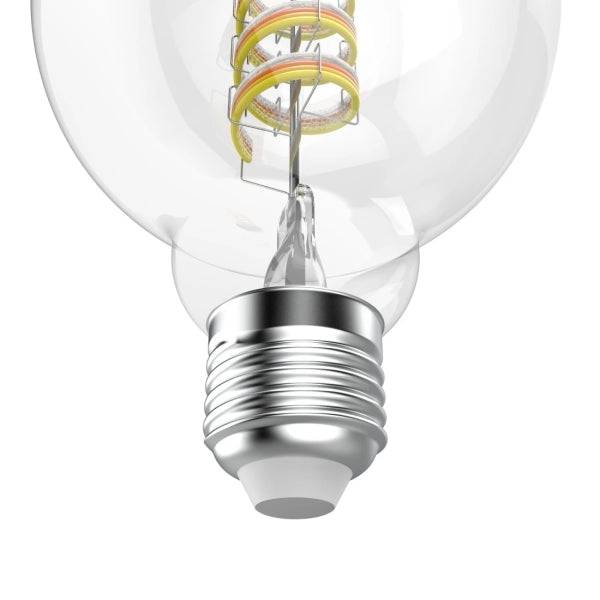 Hama Lampadina LED E27 Intelligente - Potenza 4.9W - RGBW - WiFi - Compatibile con Assistente Vocale - Controllo con App - Stile Retrò - Filamento G95 - Forma Globo - IP20 - Colore Trasparente