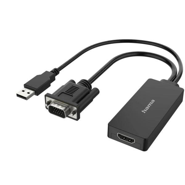 Hama Essential Adattatore Video - Ingresso VGA e USB-A Maschio - Uscita HDMI Femmina - Colore Nero