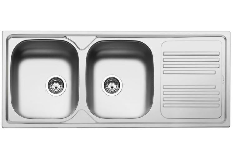 Lavello Inox Due Vasche Gocciolatoio Reversibile Smeg
