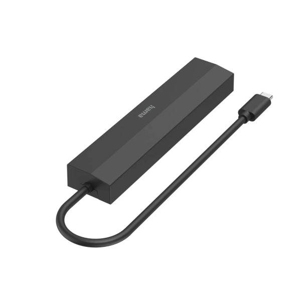 Hama Entry Hub USB 3.2 - Potenza Massima 100W - Cavo USB-C Integrato da 15cm - LAN Ethernet 1Gbps - HDMI 4K - 3x USB-A - USB-C - Power Delivery - Colore Nero