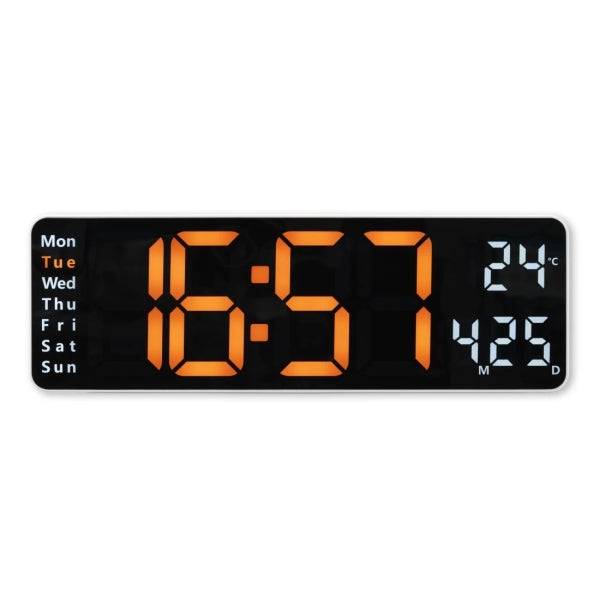 Hama Santa Cruz Orologio da Parete Digitale - Termometro - Allarme - Data - Display Grande - 32x10x3cm - Colore Bianco