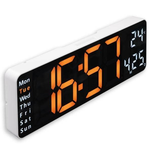 Hama Santa Cruz Orologio da Parete Digitale - Termometro - Allarme - Data - Display Grande - 32x10x3cm - Colore Bianco