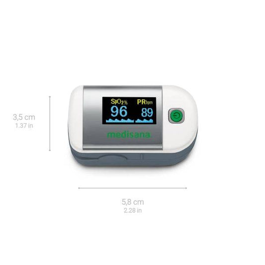 Medisana PM100 Ossimetro Digitale da Dito con Display OLED - Misurazione Saturazione Ossigeno SpO2 e Frequenza Cardiaca - 6 Modalità di Visualizzazione - Funzione One‑Touch - Spegnimento Automatico 8s - Luminosità Regolabile
