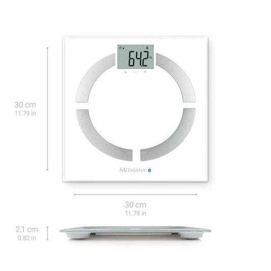 Medisana BS444 Bilancia Analisi Corporale con Bluetooth - Misurazione Peso, IMC, BMR e Composizione Corporale - Sensori Alta Precisione - Display LCD Facile da Leggere - Memoria per 8 Utenti - Sincronizzazione con App