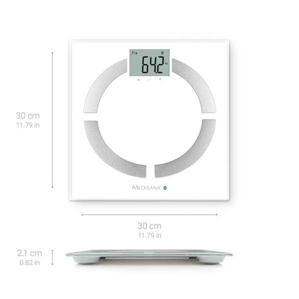 Medisana BS444 Bilancia Analisi Corporale con Bluetooth - Misurazione Peso, IMC, BMR e Composizione Corporale - Sensori Alta Precisione - Display LCD Facile da Leggere - Memoria per 8 Utenti - Sincronizzazione con App