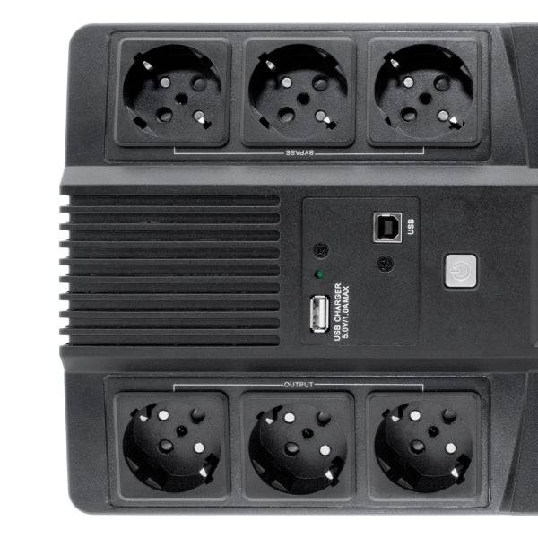 Coolbox Scudo3 UPS 800VA 480W - 6x Schuko - USB - 2x RJ45 - Protezione Completa Contro Picchi di Tensione e Interruzioni di Alimentazione - Display LCD