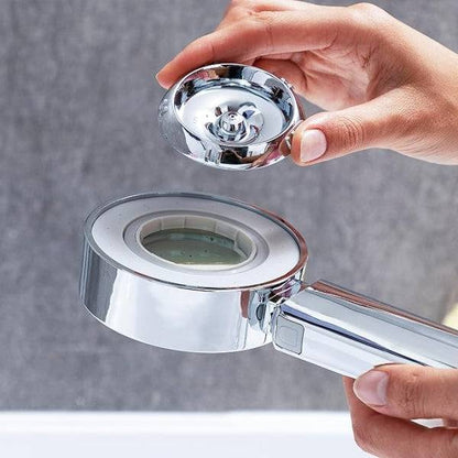 Innovagoods Xawara Soffione Doccia con Dispenser Sapone - 3 Posizioni - Multifunzione - 8,5x24,5x3,3cm - Colore Argento
