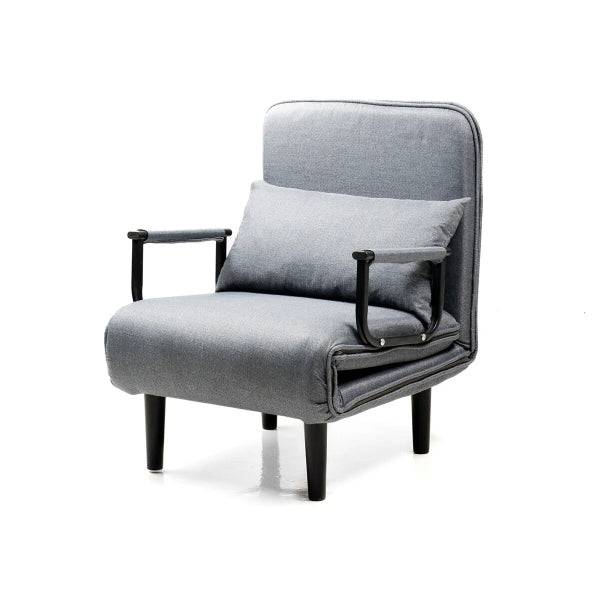 Innovagoods Softfa Divano Letto Singolo 4 in 1 - Supporta fino a 150kg - Schienale Reclinabile - Pieghevole - Multifunzione - Piedi Antiscivolo - Include Cuscino - 64x80x68cm - Colore Grigio e Nero