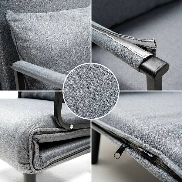 Innovagoods Softfa Divano Letto Singolo 4 in 1 - Supporta fino a 150kg - Schienale Reclinabile - Pieghevole - Multifunzione - Piedi Antiscivolo - Include Cuscino - 64x80x68cm - Colore Grigio e Nero