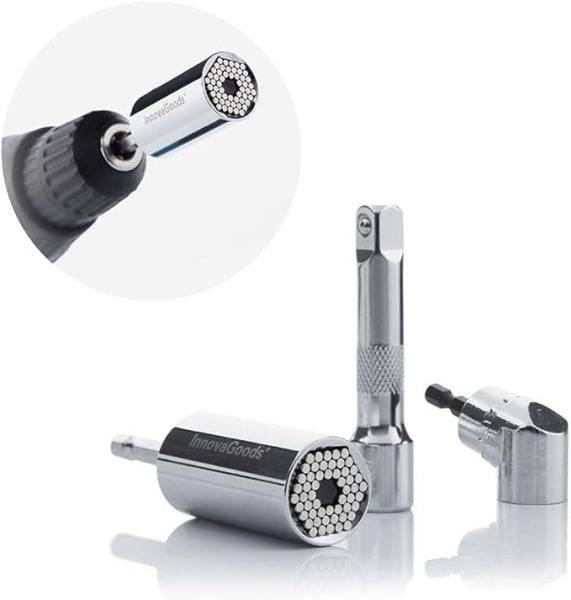 Innovagoods Uniscrew Chiave Universale Dinamometrica - Include Accessori - Multifunzione - Viti da 7-19mm - 2,5x5cm - Colore Argento