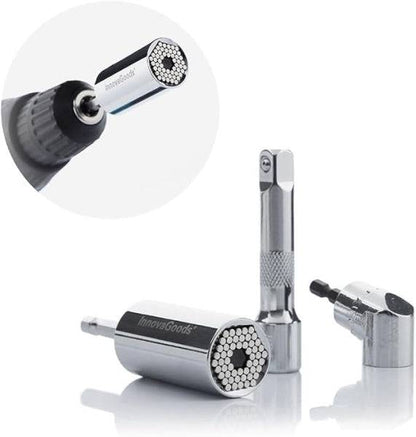 Innovagoods Uniscrew Chiave Universale Dinamometrica - Include Accessori - Multifunzione - Viti da 7-19mm - 2,5x5cm - Colore Argento