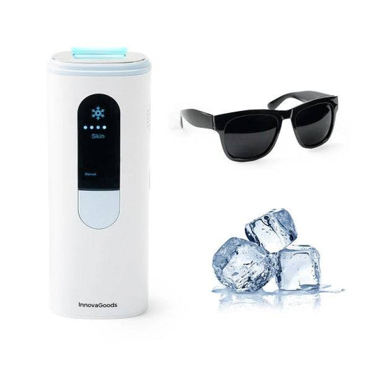 Innovagoods Kulepil Epilatore a Luce Pulsata - Funzione Fredda - Include Accessori - Spegnimento Automatico - Cavo 150cm - Occhiali Protezione IPL - 6.5x17x3.5cm - Colore Bianco e Blu