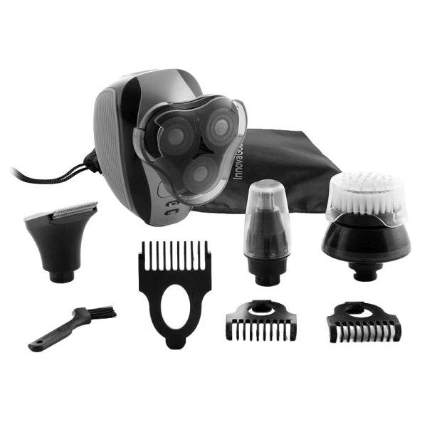Innovagoods Shavestyler Rasoio 5 in 1 - Autonomia 45min - Batteria 600mAh - IPX7 - Ricaricabile - Acciaio Inossidabile - Multifunzione - Testine Incluse - Include Pettini Guida - 6x9x8cm - Nero