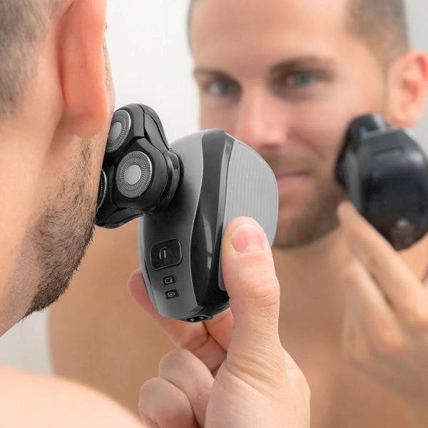Innovagoods Shavestyler Rasoio 5 in 1 - Autonomia 45min - Batteria 600mAh - IPX7 - Ricaricabile - Acciaio Inossidabile - Multifunzione - Testine Incluse - Include Pettini Guida - 6x9x8cm - Nero
